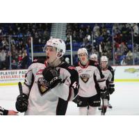 Vancouver Giants defenceman Bowen Byram Reacts coming off the ice