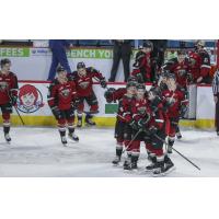 Vancouver Giants empty the bench after a shootout win over the Prince George Cougars