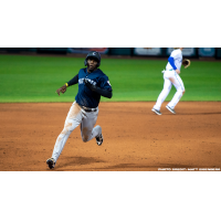 Michael Beltre of the Somerset Patriots rounds the bases